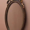 Casa Padrino Luxus Barock Spiegel Schwarz / Gold H. 102 cm - Ovaler Barockstil Wandspiegel - Made in Italy