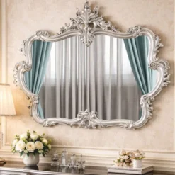 Casa Padrino Luxus Barock Spiegel Silber 133 cm - Barockstil Wandspiegel - Made in Italy