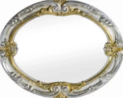 Casa Padrino Luxus Barock Spiegel Silber / Gold - Handgefertigter ovaler Wandspiegel im Barockstil - Barock Möbel
