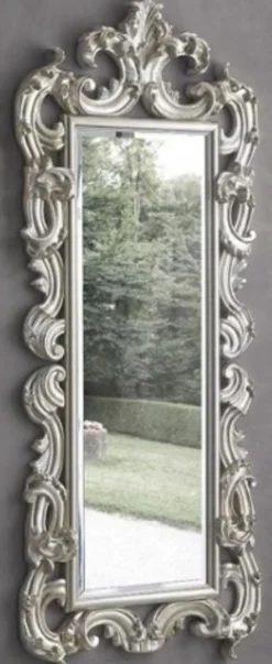 Casa Padrino Luxus Barock Spiegel Silber 86 x 8 x H. 203 cm - Barock Garderobenspiegel - Möbel im Barockstil