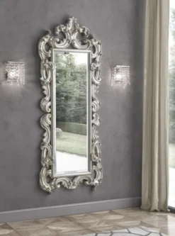 Casa Padrino Luxus Barock Spiegel Silber 86 x 8 x H. 203 cm - Barock Garderobenspiegel - Möbel im Barockstil
