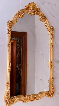 Casa Padrino Luxus Barock Spiegel Gold H. 111 cm - Prunkvoller Barockstil Wandspiegel - Made in Italy