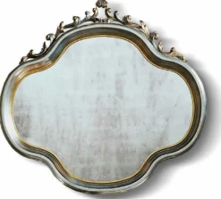 Casa Padrino Luxus Barock Spiegel Silber / Gold H. 119 cm - Made in Italy