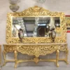 Casa Padrino Luxus Barock Spiegelkonsole Gold - mit Akanthus Schnitzerei - Prunkvoller Konsolentisch mit Wandspiegel - Antik Stil Flur Möbel - Barock Möbel