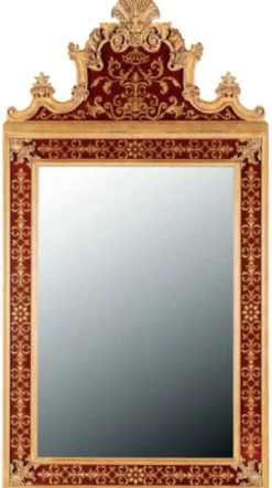 Casa Padrino Luxus Barock Spiegel Bordeauxrot / Gold - Rechteckiger Massivholz Wandspiegel im Barockstil - Prunkvolle Barock Möbel - Erstklassische Qualität - Made in Italy