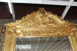 Casa Padrino Luxus Barock Spiegelkonsole Gold Lion, Massivholz Gold mit grünem Marmor, 185 x 45 x 275 cm