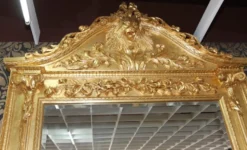 Casa Padrino Luxus Barock Spiegelkonsole Gold Lion, Massivholz Gold mit grünem Marmor, 185 x 45 x 275 cm