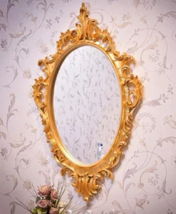 Casa Padrino Luxus Barock Spiegel Gold H. 109 cm - Ovaler Barockstil Wandspiegel - Made in Italy