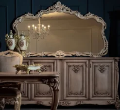 Casa Padrino Luxus Barock Spiegel Naturfarben - Prunkvoller Massivholz Wandspiegel im Barockstil - Barock Möbel
