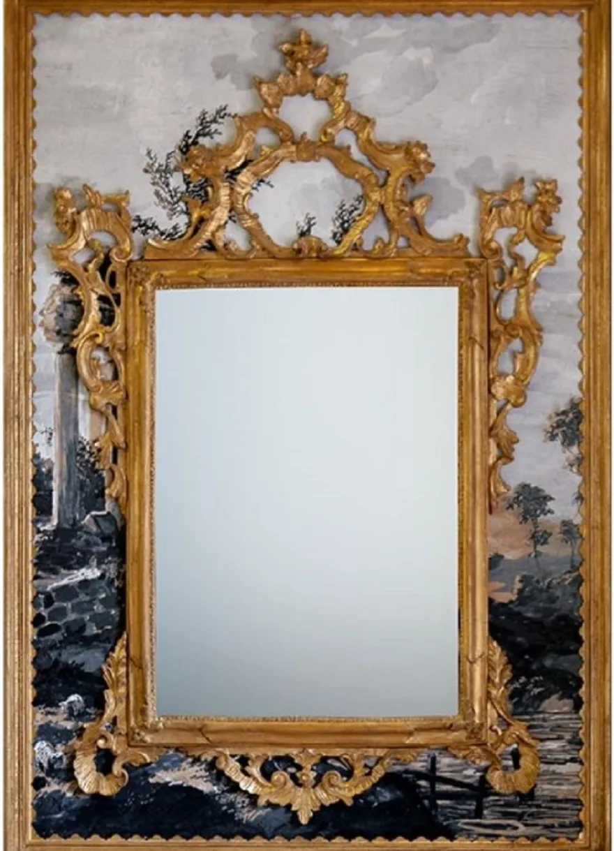 Casa Padrino Luxus Barock Spiegel Antik Gold / Mehrfarbig - Rechteckiger italienischer Barockstil Wandspiegel - Barock Möbel - Luxus Möbel im Barockstil - Luxus Qualität - Made in Italy