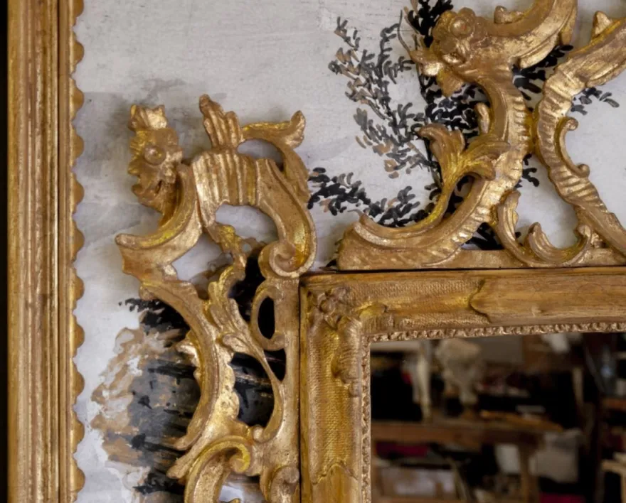 Casa Padrino Luxus Barock Spiegel Antik Gold / Mehrfarbig - Rechteckiger italienischer Barockstil Wandspiegel - Barock Möbel - Luxus Möbel im Barockstil - Luxus Qualität - Made in Italy