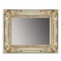 Casa Padrino Luxus Barock Spiegel Elfenbein / Gold 126 cm - Made in Italy