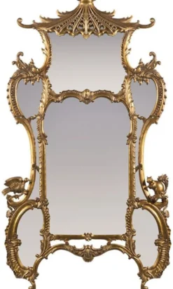 Casa Padrino Luxus Barock Spiegel Antik Gold 128 x 8 x H. 223 cm - Prunkvoller handgeschnitzter Wandspiegel im Barockstil - Antik Stil Garderoben Spiegel - Wohnzimmer Spiegel - Barock Möbel