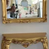 Casa Padrino Luxus Barock Spiegelkonsole - Prunkvolle Barockstil Massivholz Konsole mit Wandspiegel - Garderoben Spiegel im Barockstil - Barock Möbel - Luxus Qualität - Made in Italy