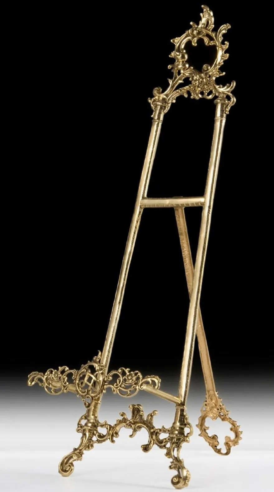 Casa Padrino Luxus Barock Spiegelhalter Gold 36 x H. 110 cm - Prunkvoller Barockstil Bronze Spiegelständer - Barock Deko Accessoires - Barock Interior - Barock Möbel