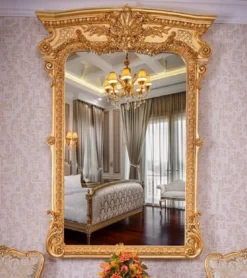 Casa Padrino Luxus Barock Spiegel Gold H. 175 cm - Prunkvoller Barockstil Wandspiegel - Made in Italy