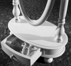 Casa Padrino Luxus Barock Standspiegel Hellgrau / Silber 62 x 37 x H. 169 cm - Ovaler Schlafzimmer Spiegel mit Schublade - Luxus Qualität - Made in Italy
