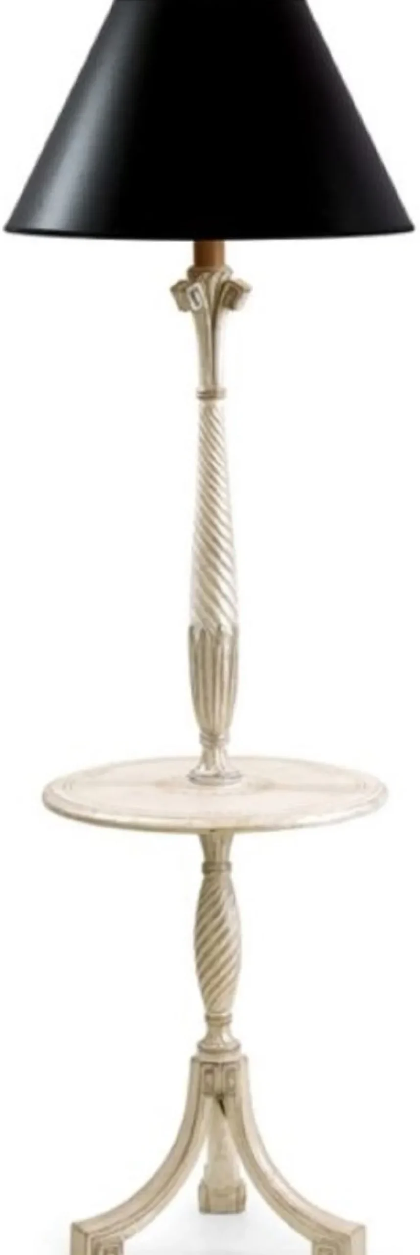 Casa Padrino Luxus Barock Stehleuchte mit Beistelltisch Antik Creme / Schwarz Ø 49 x H. 148 cm - Prunkvolle Barockstil Stehlampe - Luxus Qualität - Made in Italy