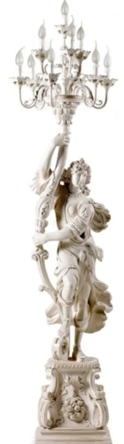 Casa Padrino Luxus Barock Stehleuchte Weiß / Beige Ø 46 x H. 198 cm - Prunkvolle Barockstil Stehlampe - Luxus Qualität - Made in Italy