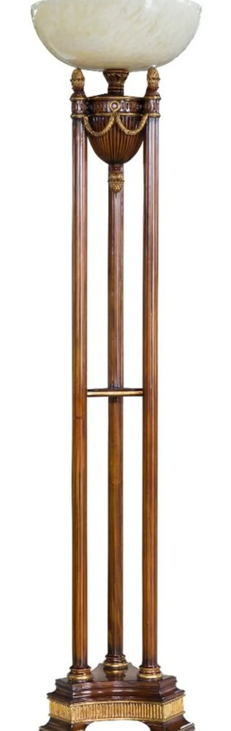 Casa Padrino Luxus Barock Stehleuchte Braun / Gold / Creme Ø 45 x H. 191 cm - Prunkvolle Mahagoni Stehlampe - Barock Wohnzimmer Möbel