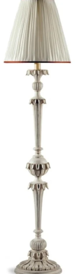 Casa Padrino Luxus Barock Stehleuchte Antik Grau / Creme Ø 32 x H. 145,5 cm - Prunkvolle Barockstil Stehlampe mit rundem Lampenschirm - Luxus Qualität - Made in Italy
