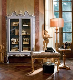 Casa Padrino Luxus Barock Stehleuchte Antik Gold / Beige Ø 40 x H. 142,5 cm - Prunkvolle Barockstil Stehlampe mit rundem Lampenschirm - Luxus Qualität - Made in Italy