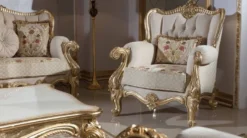 Casa Padrino Luxus Barockstil Wohnzimmer Möbel Set Grau / Weiß / Gold