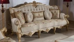 Casa Padrino Luxus Barockstil Wohnzimmer Möbel Set Grau / Weiß / Gold