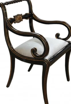 Casa Padrino Luxus Barock Stuhl mit Armlehnen Schwarz / Gold / Creme - Luxus Schreibtisch Stuhl