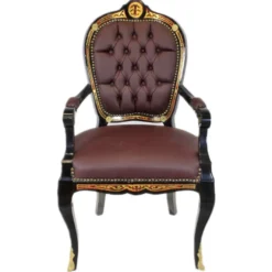 Casa Padrino Luxus Barock Stuhl mit Armlehnen Boulle Collection - Luxus Schreibtisch Stuhl