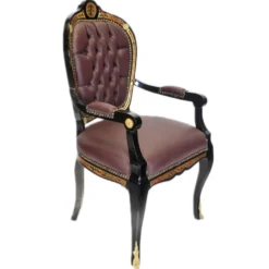 Casa Padrino Luxus Barock Stuhl mit Armlehnen Boulle Collection - Luxus Schreibtisch Stuhl