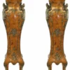 Casa Padrino Luxus Barock Säulen Set Vogelaugen Ahorn Optik und Messing - 2er Set - H 160 cm x B 40 cm x T 40 cm