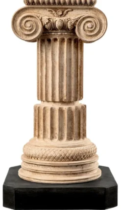 Casa Padrino Luxus Barock Säule Beige / Schwarz 24 x 22 x H. 45 cm - Prunkvolle Marmor Säule im Barockstil - Prunkvolle Barock Marmor Deko Accessoires