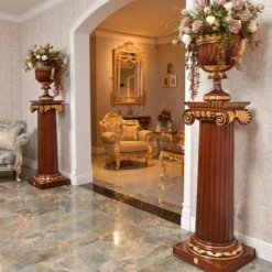 Casa Padrino Luxus Barock Säule Dunkelbraun / Gold H. 120 cm - Barock Möbel - Made in Italy