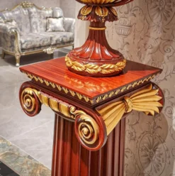 Casa Padrino Luxus Barock Säule Dunkelbraun / Gold H. 120 cm - Barock Möbel - Made in Italy