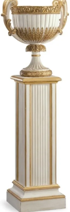 Casa Padrino Luxus Barock Säule Antik Weiß / Antik Gold - Handgefertigte Massivholz Deko Säule - Hotel Möbel - Schloss Möbel - Wohnzimmer Möbel - Luxus Qualität - Made in Italy