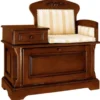 Casa Padrino Luxus Barock Telefonbank Braun / Weiß / Gold - Handgefertigter Barockstil Massivholz Flurschrank mit Sitzbank - Barock Möbel