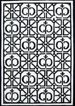 Casa Padrino Luxus Barock Teppich Weiß / Schwarz - Verschiedene Größen