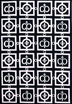 Casa Padrino Luxus Barock Teppich Schwarz / Weiß / Lila 200 x 300 cm - Barock Interior