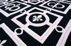 Casa Padrino Luxus Barock Teppich Schwarz / Weiß / Lila - Verschiedene Größen