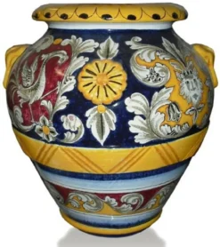 Casa Padrino Luxus Barock Terracotta Vase Mehrfarbig / Weiß - Verschiedene Größen - Prunkvolle handgefertigte & handbemalte Blumenvase - Barock Deko Accessoires
