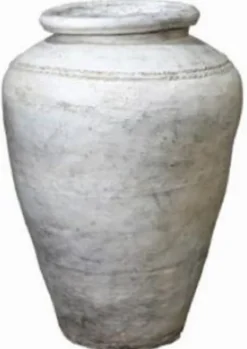 Casa Padrino Luxus Barock Terracotta Vase Antik Weiß Ø 45 x H. 114 cm - Handgefertigte Antik Stil Blumenvase - Blumentopf - Pflanzentopf - Barock Deko Accessoires - Barockstil Garten Deko