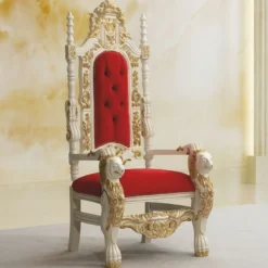 Casa Padrino Luxus Barock Thron Sessel Rot / Creme / Gold - Barockstil Möbel