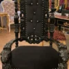 Casa Padrino Luxus Barock Thron Sessel Schwarz / Schwarz - Handgefertigter Massivholz Königssessel mit Glitzersteinen - Barock Möbel - Edel & Prunkvoll