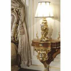 Casa Padrino Luxus Barock Tischleuchte Gold / Silber / Weiß H. 85 cm - Made in Italy