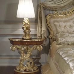 Casa Padrino Luxus Barock Tischleuchte Gold / Silber / Weiß H. 85 cm - Made in Italy