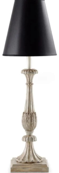 Casa Padrino Luxus Barock Tischleuchte Antik Grau / Schwarz Ø 15 x H. 64 cm - Prunkvolle Barockstil Schreibtischleuchte mit Lampenschirm - Luxus Qualität - Made in Italy