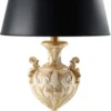 Casa Padrino Luxus Barock Tischleuchte Antik Cremeweiß / Antik Gold / Schwarz Ø 27 x H. 61,5 cm - Prunkvolle Barockstil Schreibtischleuchte mit Lampenschirm - Luxus Qualität - Made in Italy