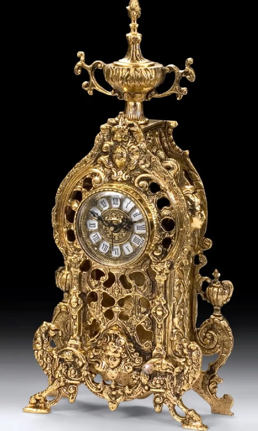 Casa Padrino Luxus Barock Tischuhr Gold 24 x H. 50 cm - Handgefertigte Bronze Uhr im Barockstil - Barock Schreibtischuhr - Barock Schreibtisch Deko - Barock Deko Accessoires - Barockstil Uhren