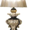 Casa Padrino Luxus Barock Tischleuchte Elfenbein / Schwarz / Gold H. 74 cm - Made in Italy